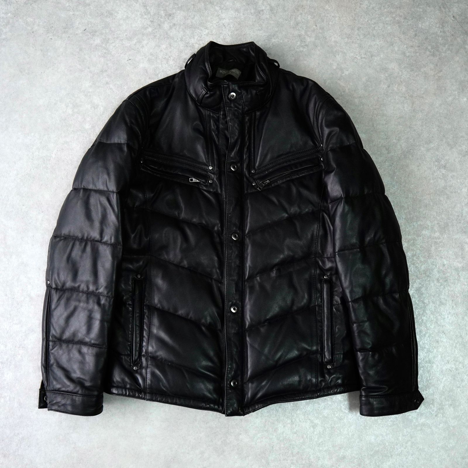 ウィンド アーマー ラムレザー 中綿 レザージャケット レザーブルゾン