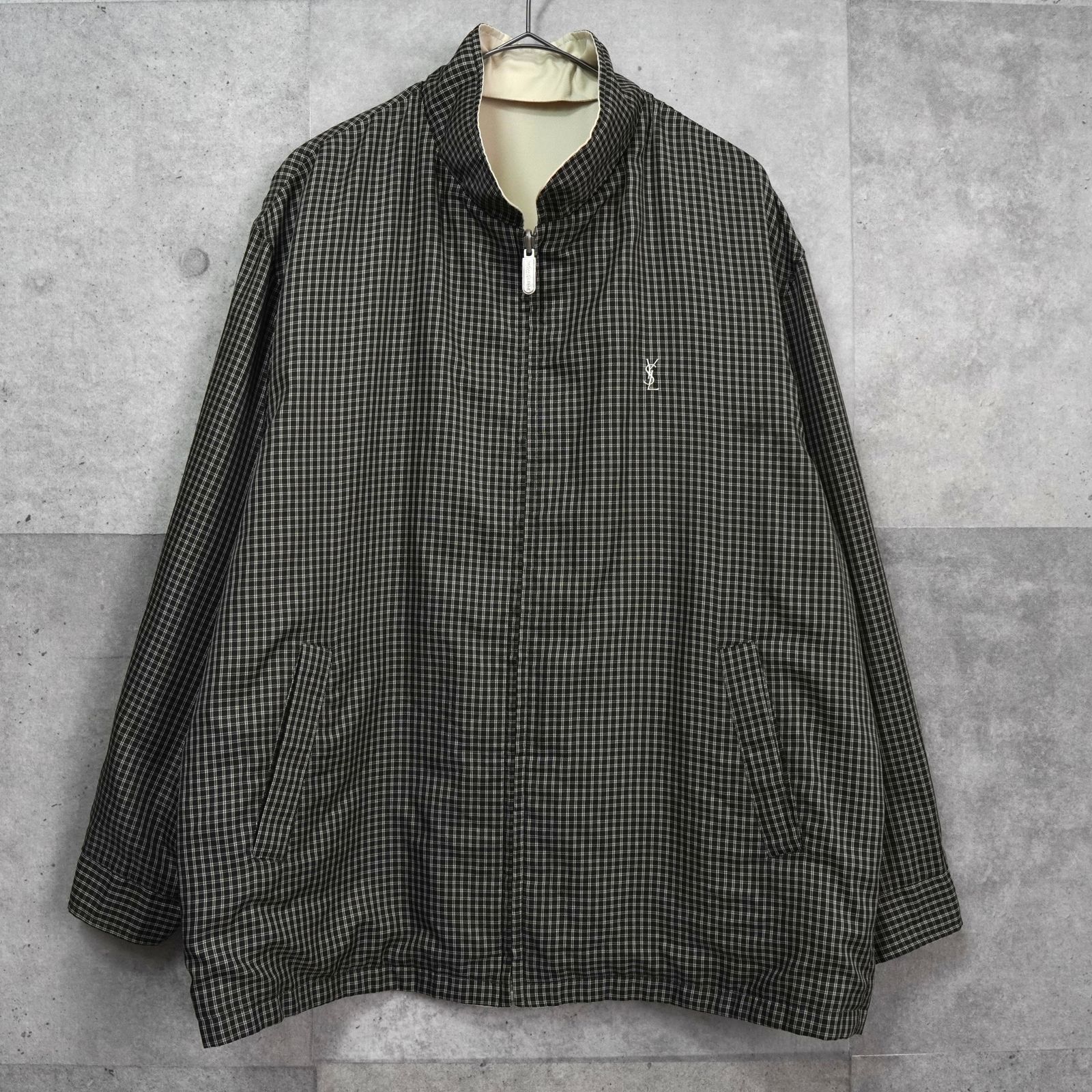 イヴ サンローラン ヴィンテージ リバーシブル YSLロゴ チェック柄