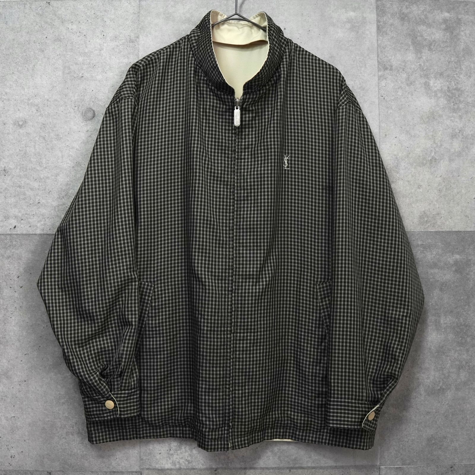 イヴ サンローラン ヴィンテージ リバーシブル YSLロゴ チェック柄