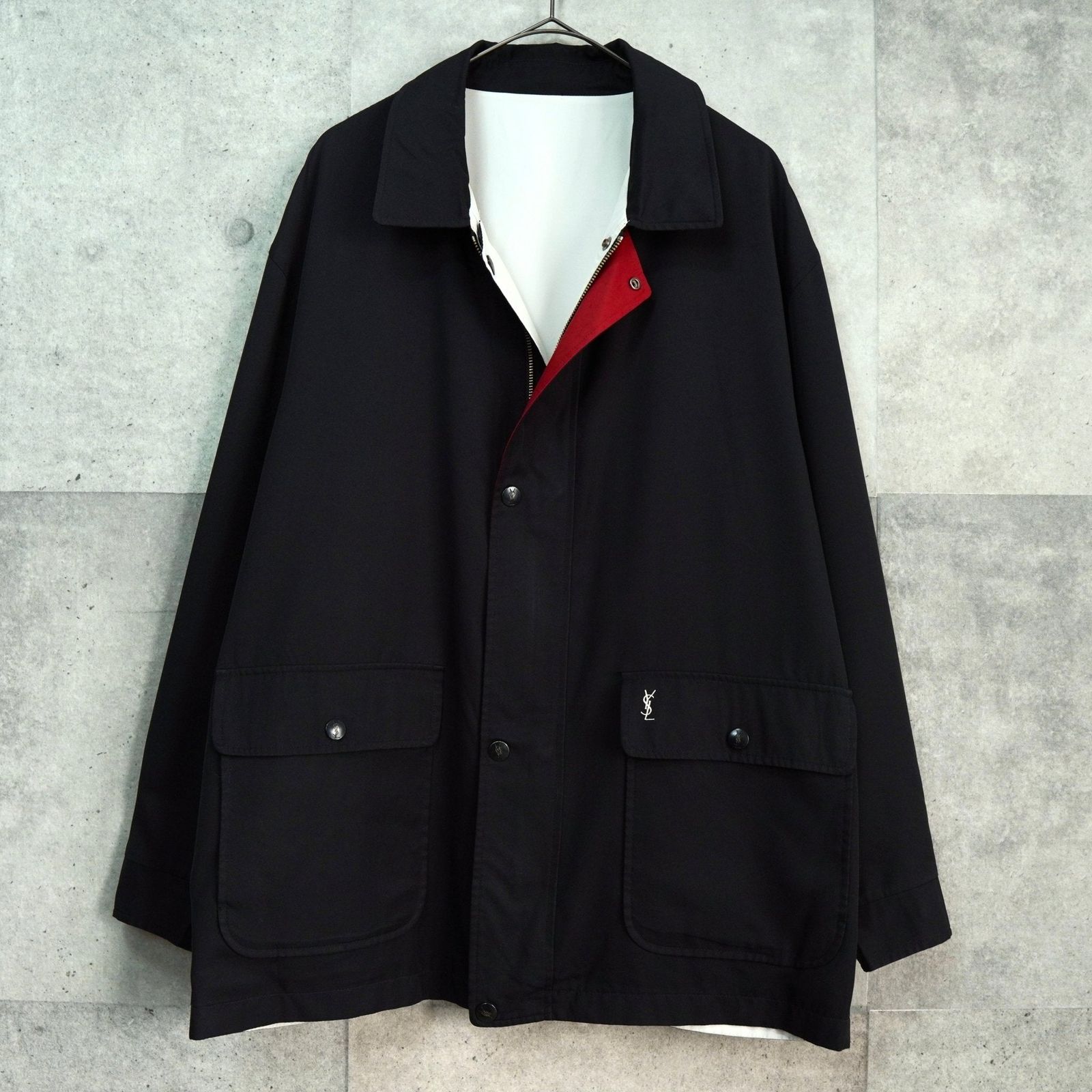 イヴサンローラン リバーシブル YSLロゴ ブルゾンホワイト / ブラック
