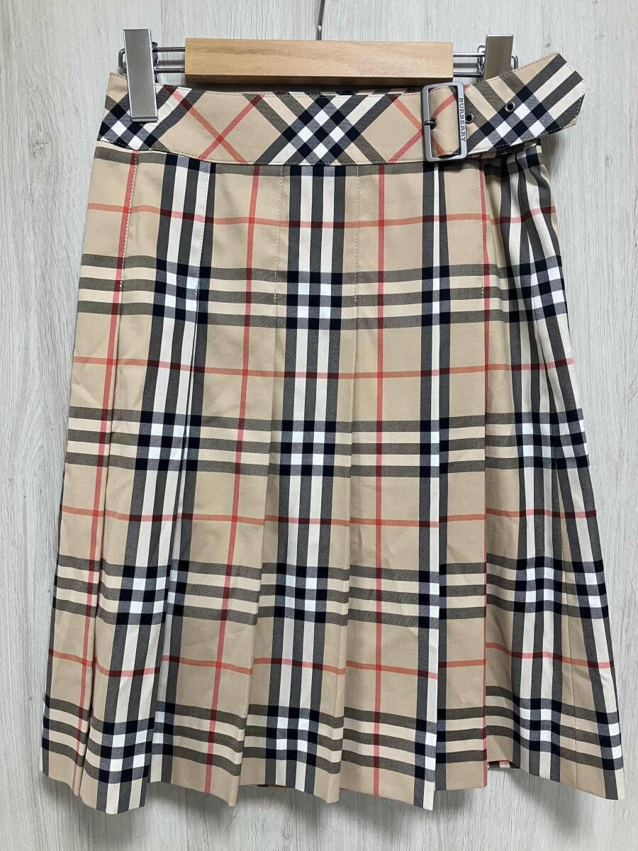 BURBERRY London/プリーツラップスカート/ノバチェック/ベージュ