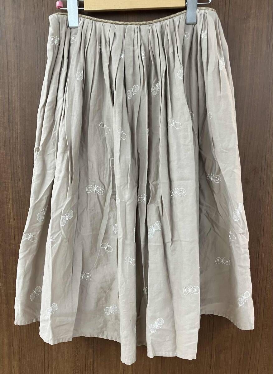 mina perhonen ミナペルホネン／choucho蝶刺繍／xa8374 ／くすみピンク