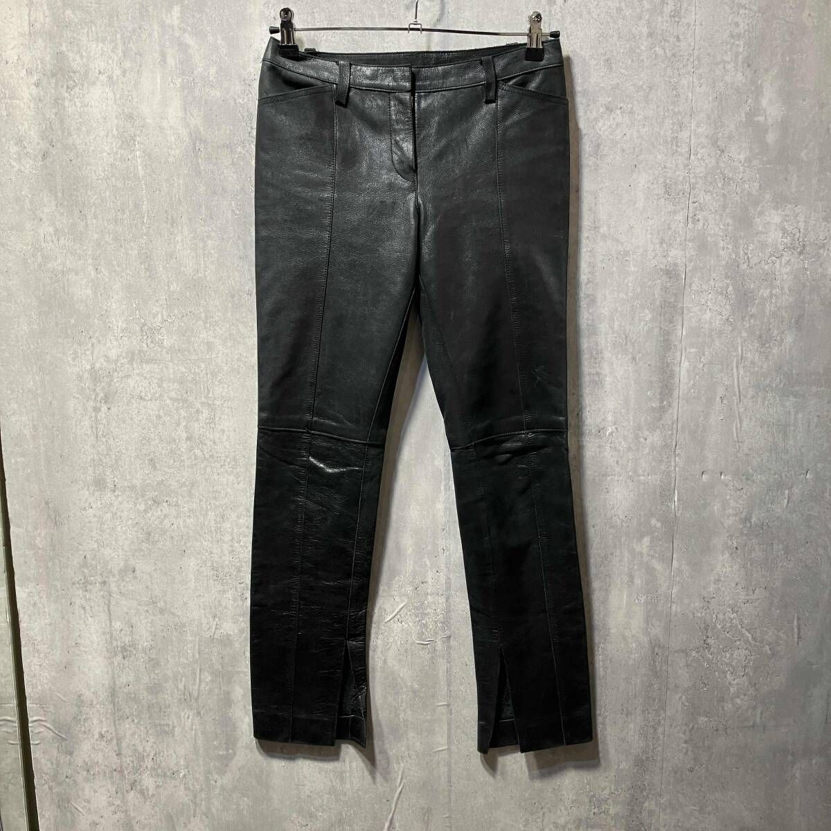 00s y2k 5351 POUR LES FEMMES レザーパンツ サイズ1 ブラック サンミルサンアンポールレファム
