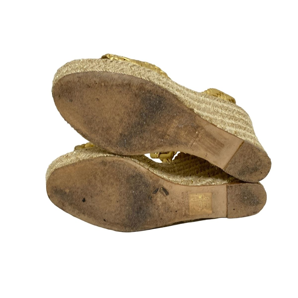 HERMES エルメス　エスパドリーユ　ティポリ　ゴールド　35 厚底サンダル HERMES エルメス エスパドリーユ ティポリ ゴールド 35 厚底サンダル