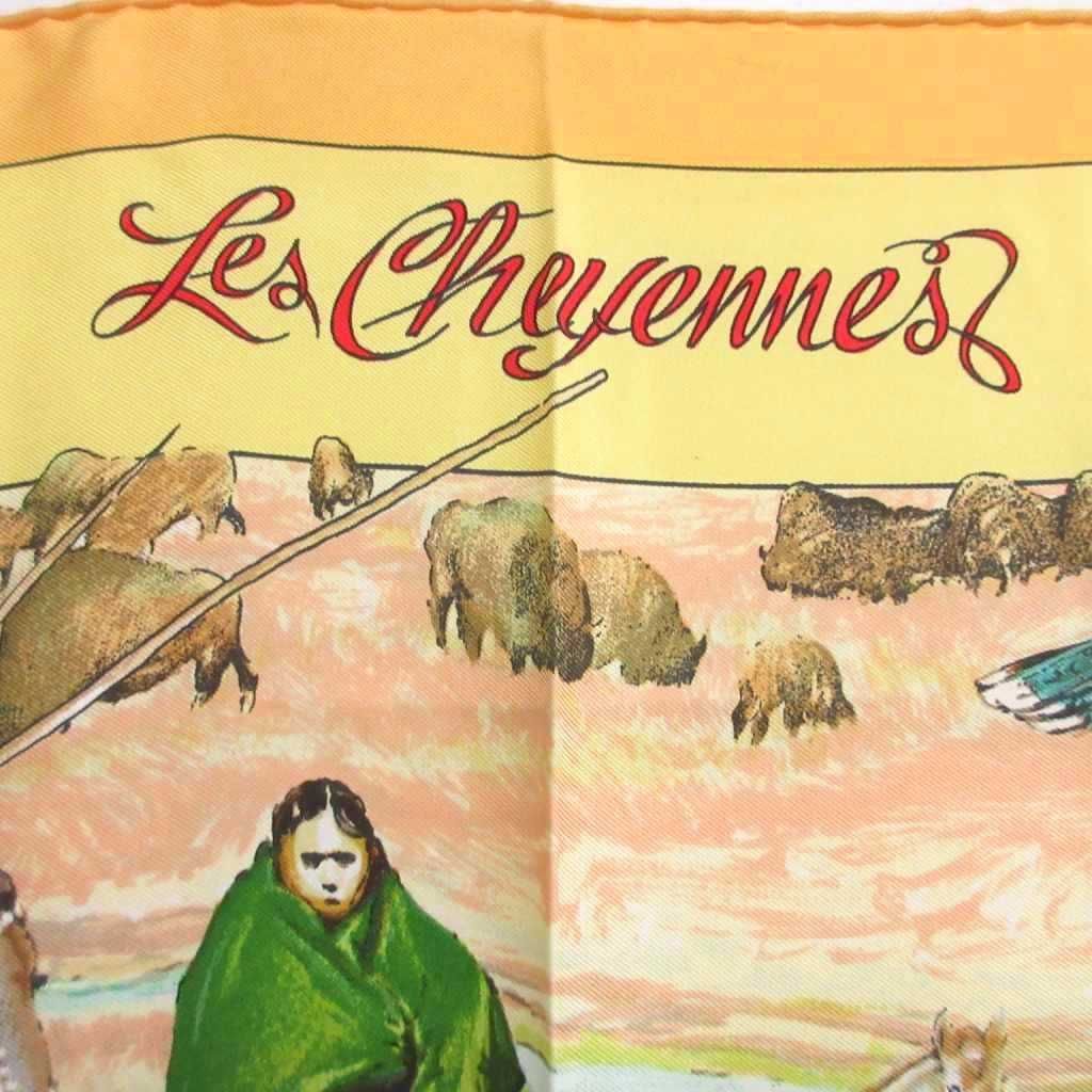 超美品 HERMES エルメス Les Cheyennes カレ90 スカーフ エルメス HERMES 美品 カレ 90 Les Cheyennes シャイアン族 スカーフ