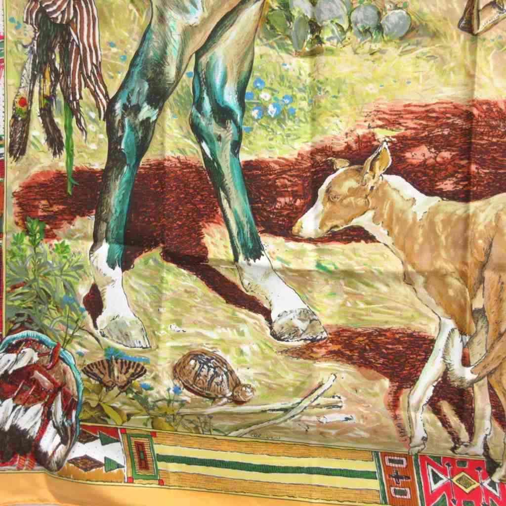 超美品 HERMES エルメス Les Cheyennes カレ90 スカーフ HERMES / エルメス | Les Cheyennes シャイアン族 カレ90 シルク