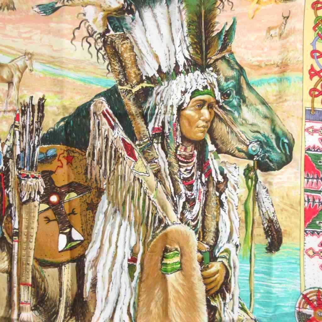 エルメス HERMES 美品 カレ 90 Les Cheyennes シャイアン族 スカーフ