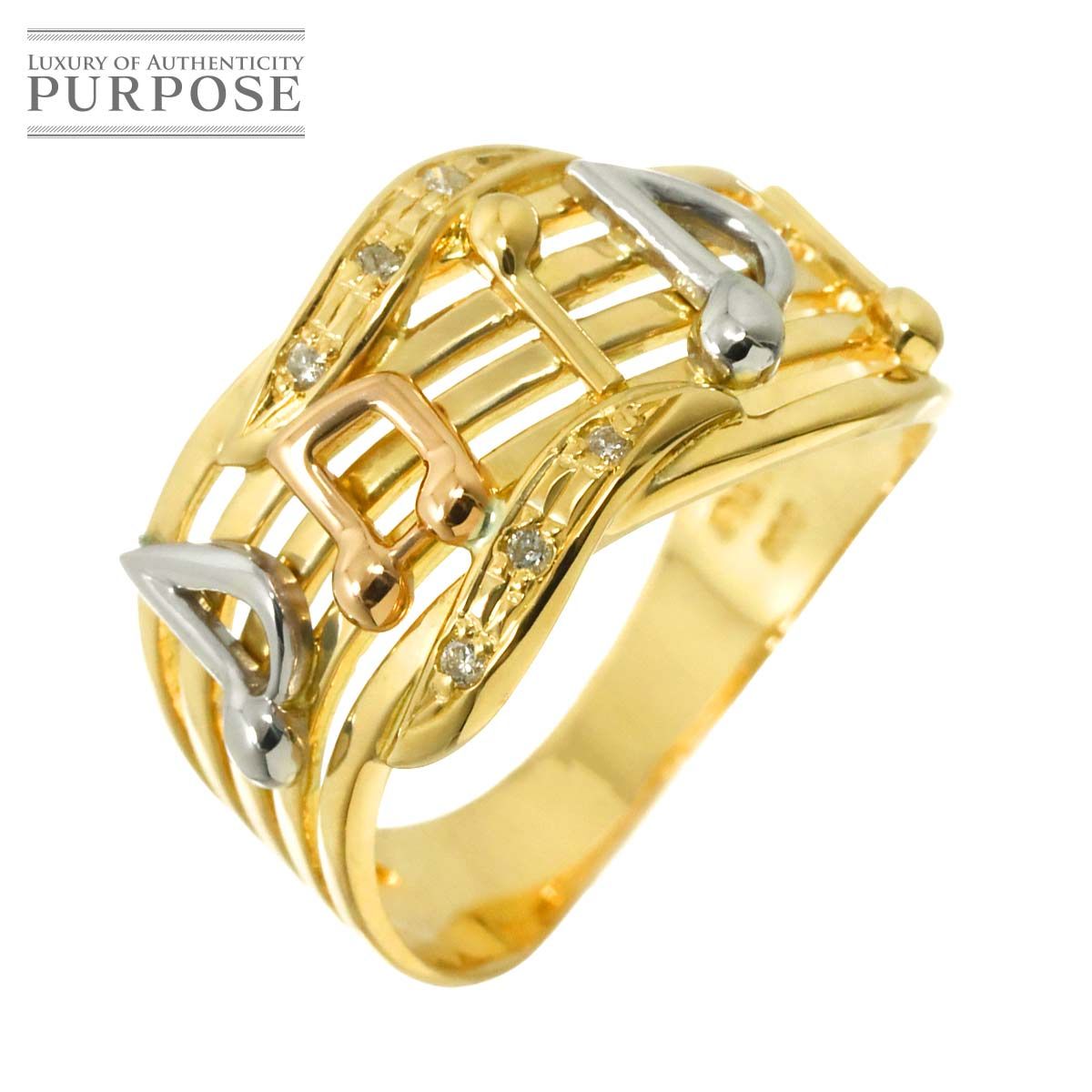 リング 11.5号 ダイヤ K18 YG PG Pt イエロー ピンク ゴールド 750