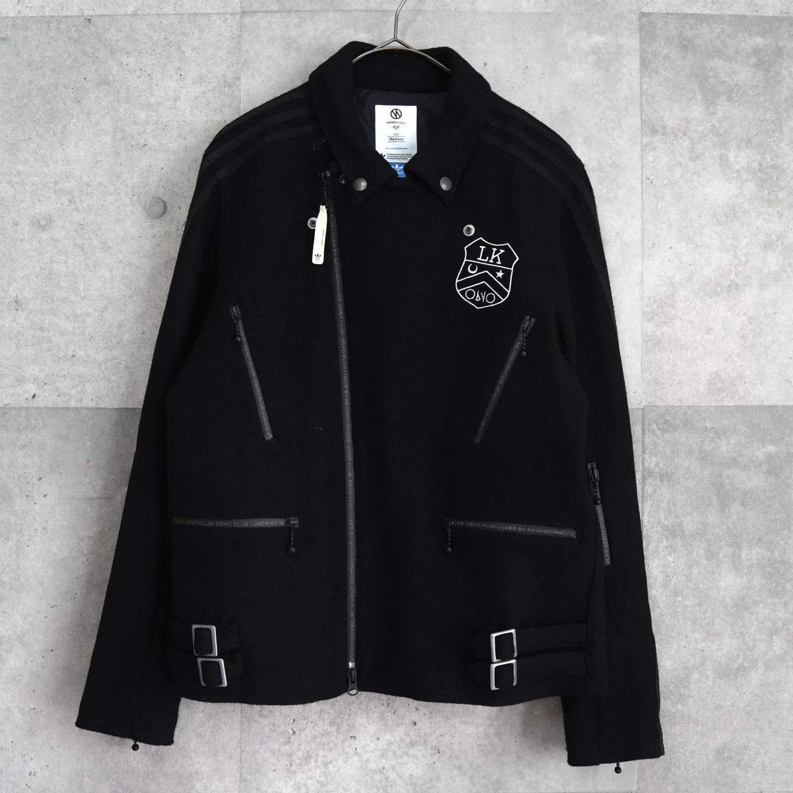 アディダス × ネイバーフッド ハリスツイード ライダースジャケット