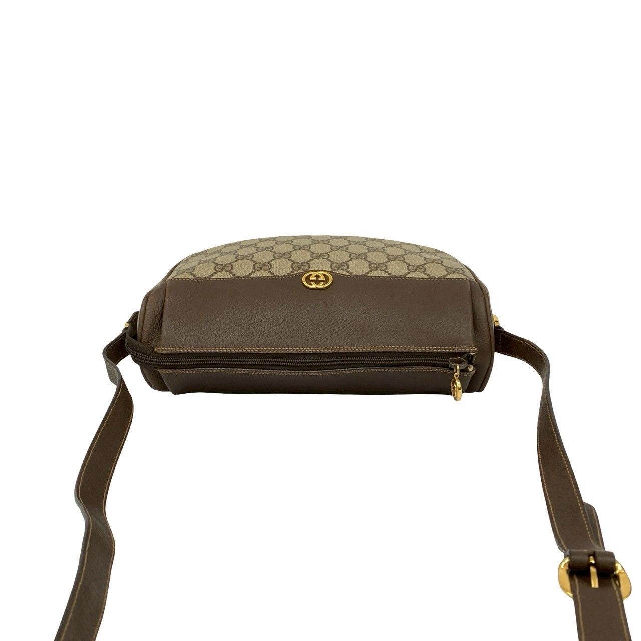 極 美品 オールドグッチ GG ロゴ レザー ショルダーバッグ ポシェット 紺 極 美品 希少品 GUCCI グッチ オールドグッチ GG ロゴ 総柄 金具 レザー 本