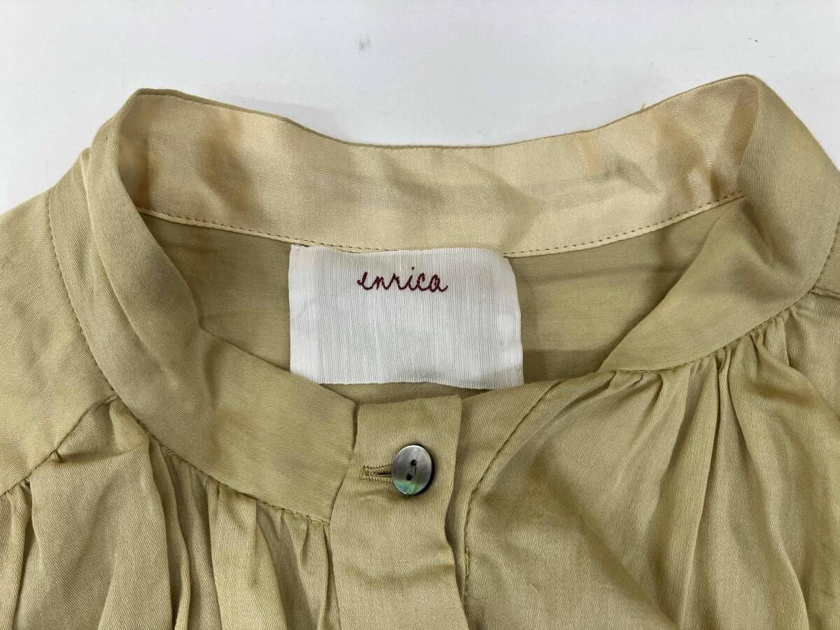 ENRICA エンリカ コットンサテンギャザーブラウスblouse124 イエロー