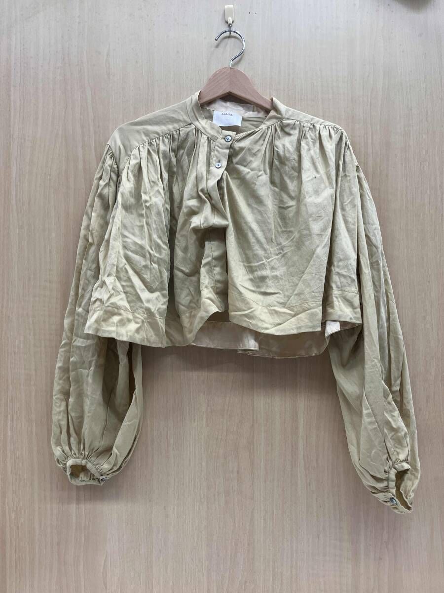 ENRICA エンリカ コットンサテンギャザーブラウスblouse124 イエロー