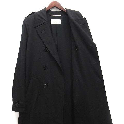 SAINT LAURENT サンローラン エディ ロングトレンチコート 黒 46 サンローラン パリ SAINT LAURENT PARIS エディ期 ウール ロング