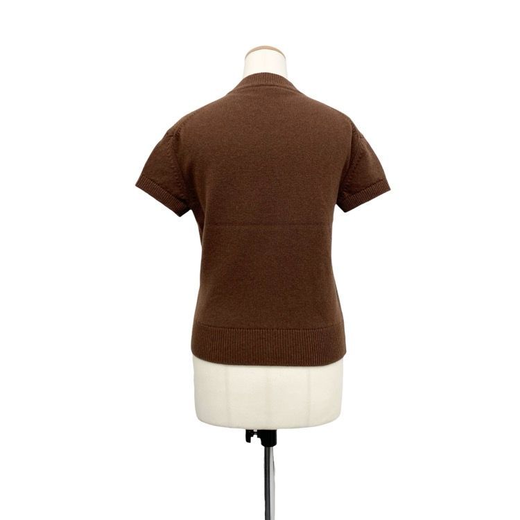 HERMES エルメス 半袖ニット トップ カシミヤ セリエ ブラウン 34