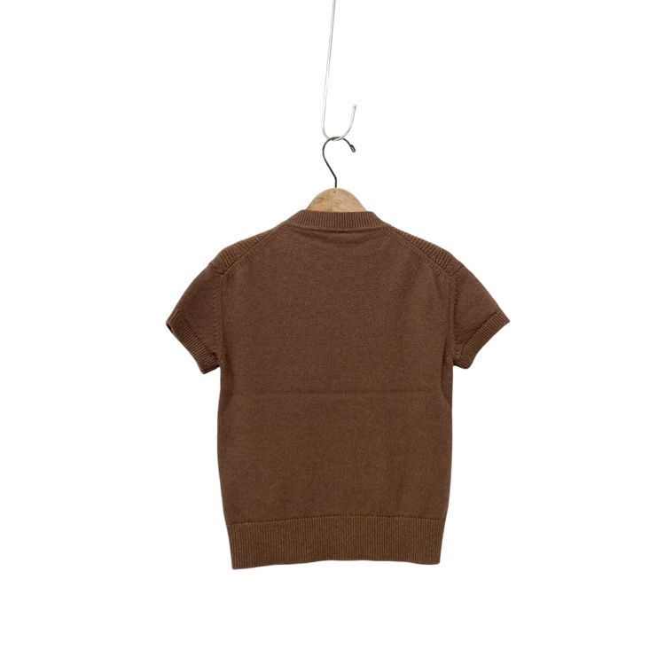 HERMES・エルメス◆半袖ニット HERMES エルメス 半袖ニット トップ カシミヤ セリエ ブラウン 34