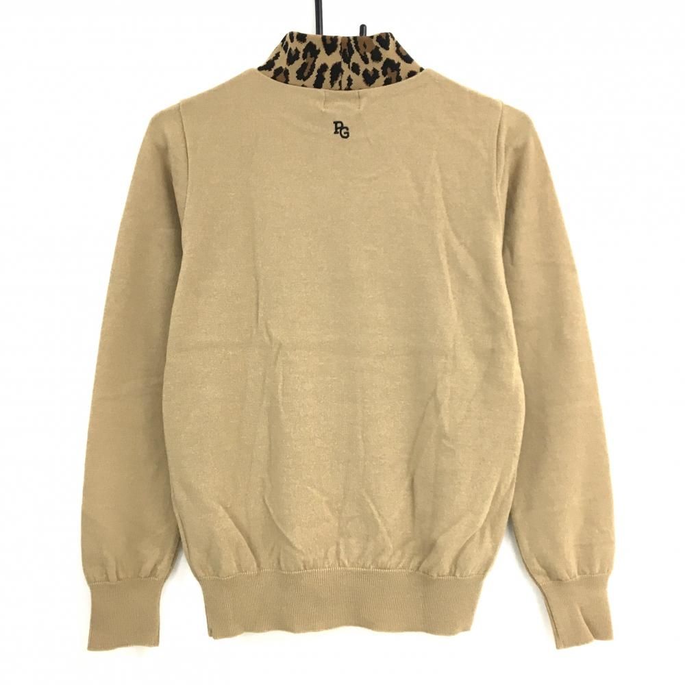 超美品】パーリーゲイツ ハイネックセーター ライトブラウン×黒 ネック