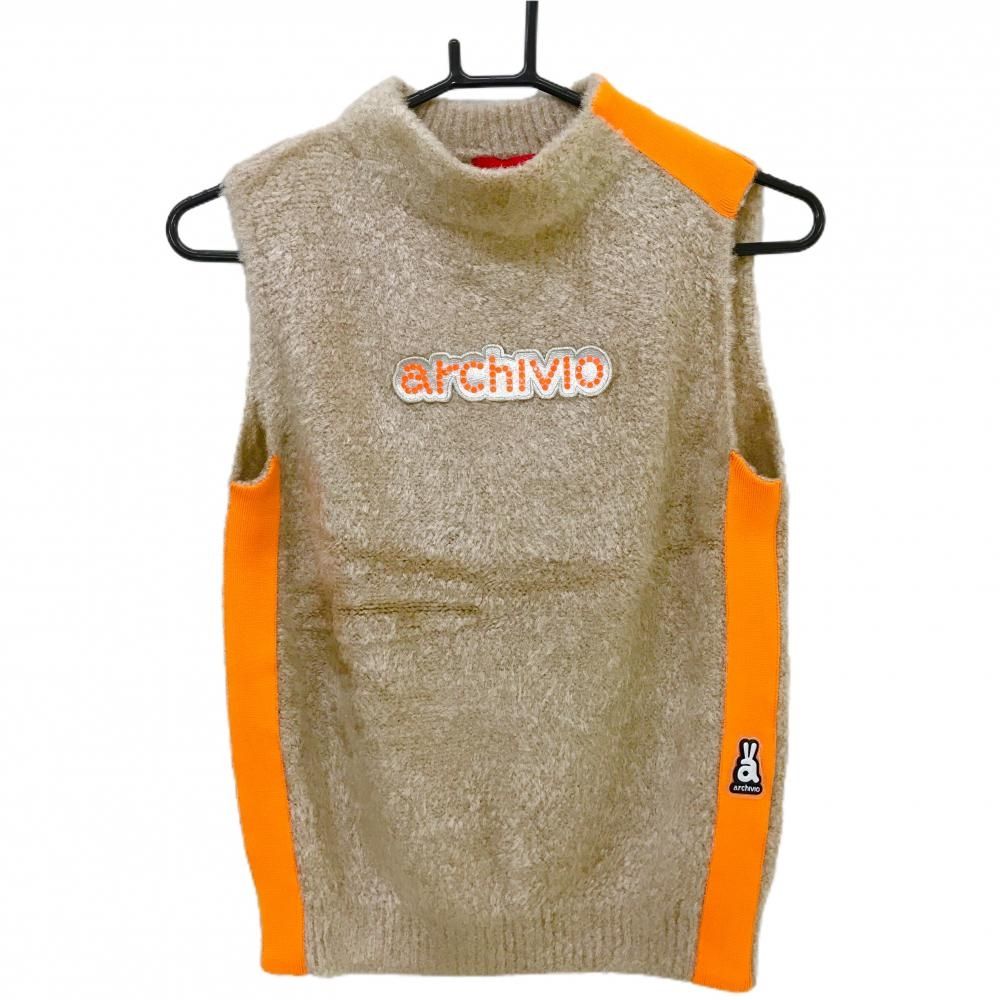 超美品】アルチビオ ニットベスト ライトブラウン系×オレンジ サイド