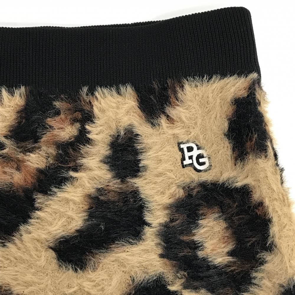 超美品】パーリーゲイツ ニットスカート ベージュ×黒 レオパード