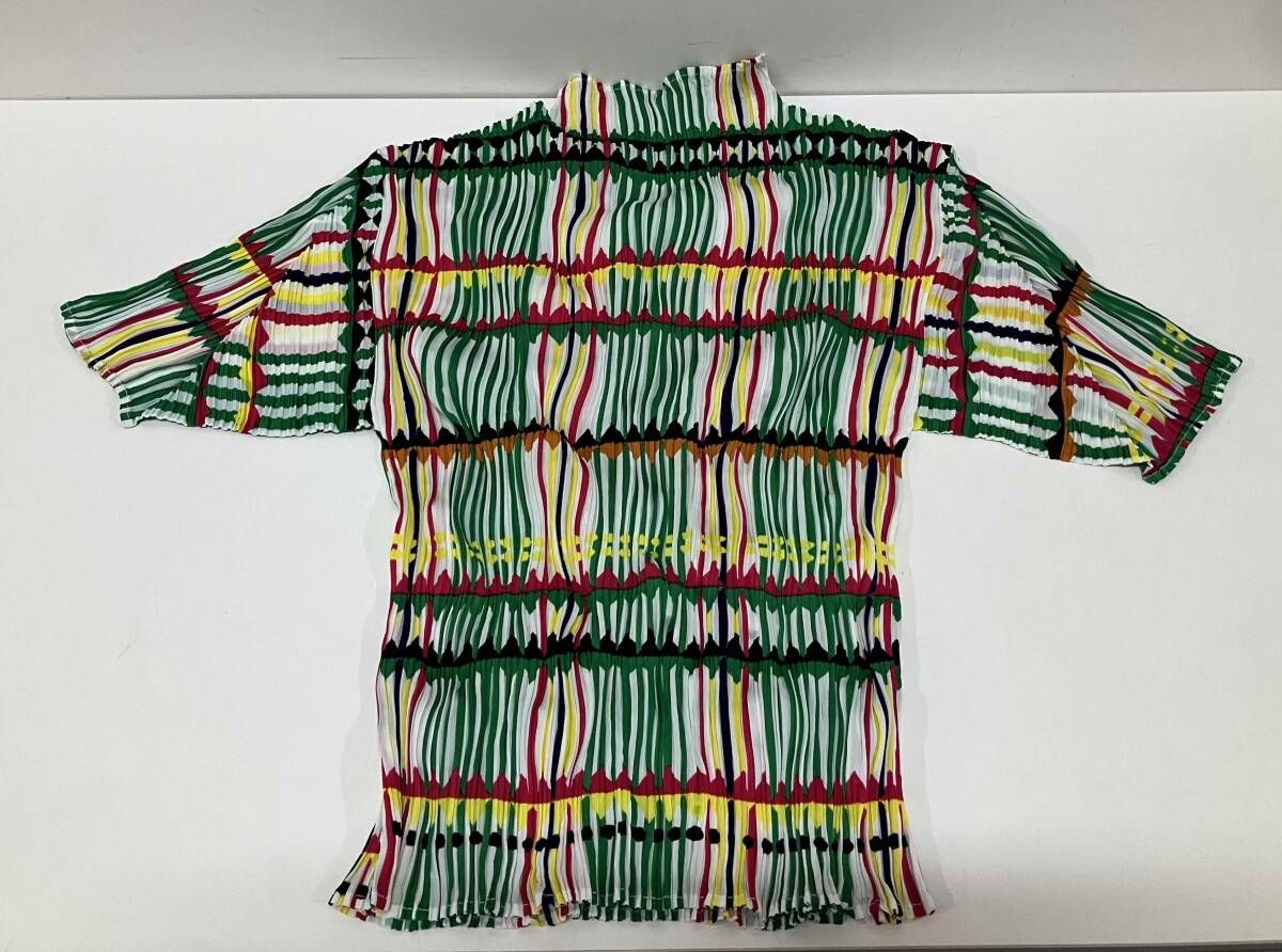 PLEATS PLEASE SPECTRUM カットソーマルチカラー PLEATS PLEASE プリーツプリーズ マルチカラ- ハイネック 袖切替