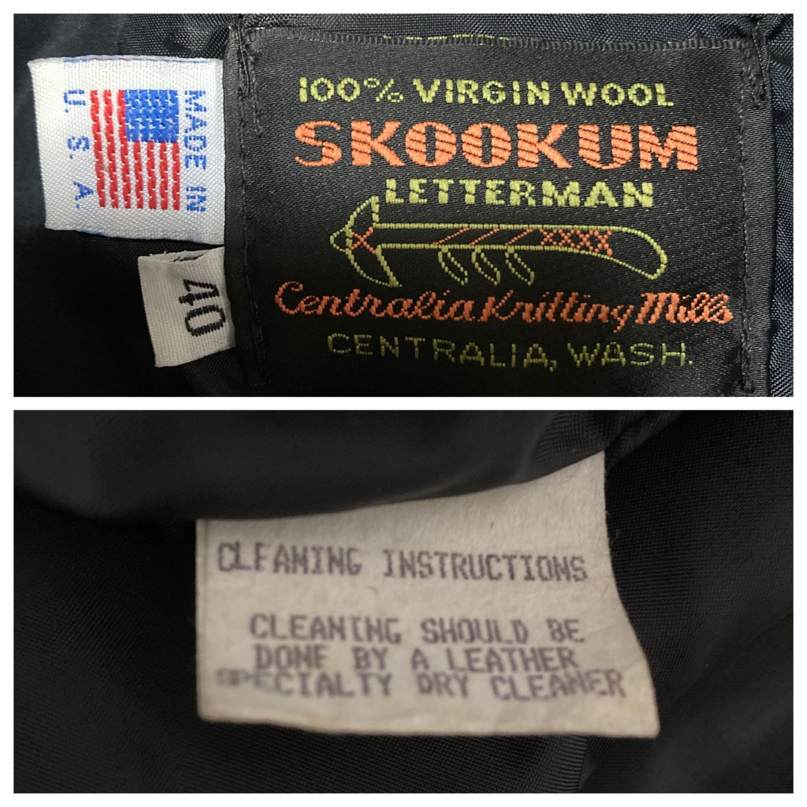 USA製 SKOOKUM スクーカム ファラオジャケット 袖レザー スタジャン