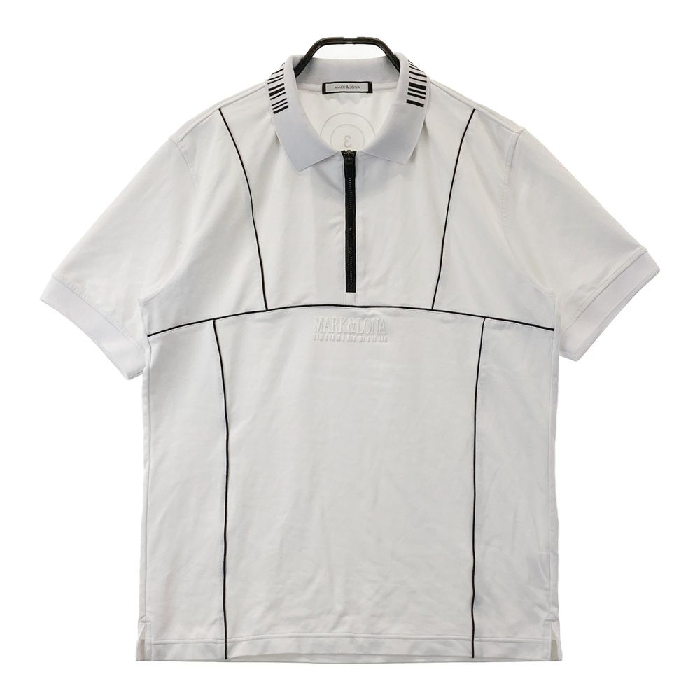 サイズ 48 MARK LONA マークアンドロナ ハーフジップ 半袖ポロシャツ ホワイト系 ゴルフウェア メンズ ストスト