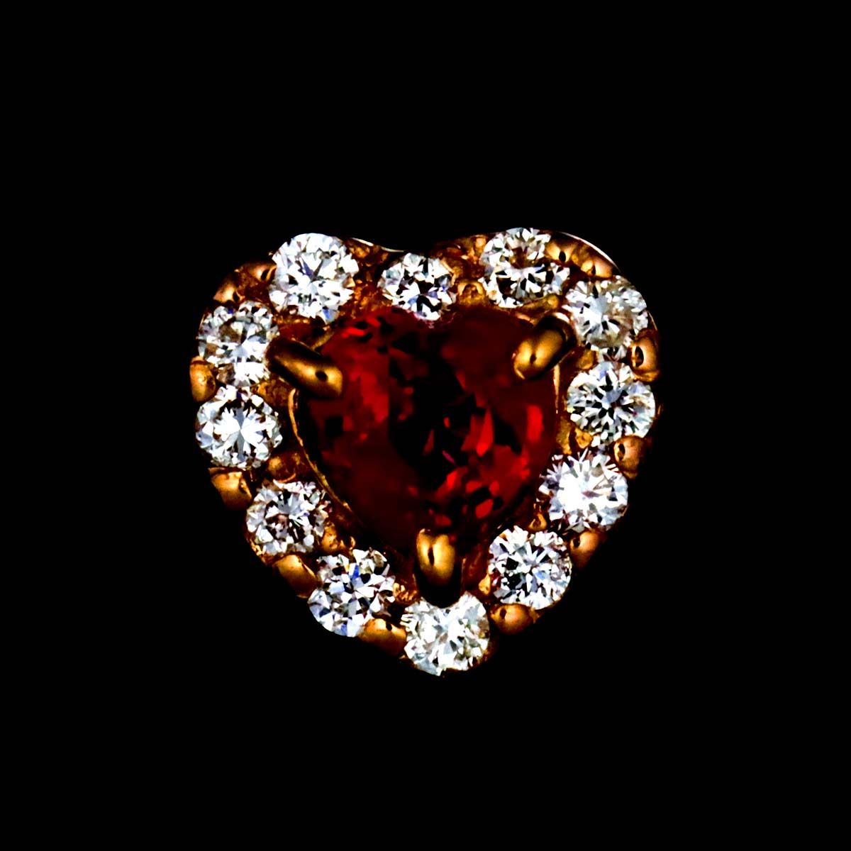 かおちゃん　Ponte Vecchio ハート型ピアス新品　未使用 ポンテヴェキオ Ponte Vecchio ルビー 0.14ct/0.14ct ダイヤ 0.06ct