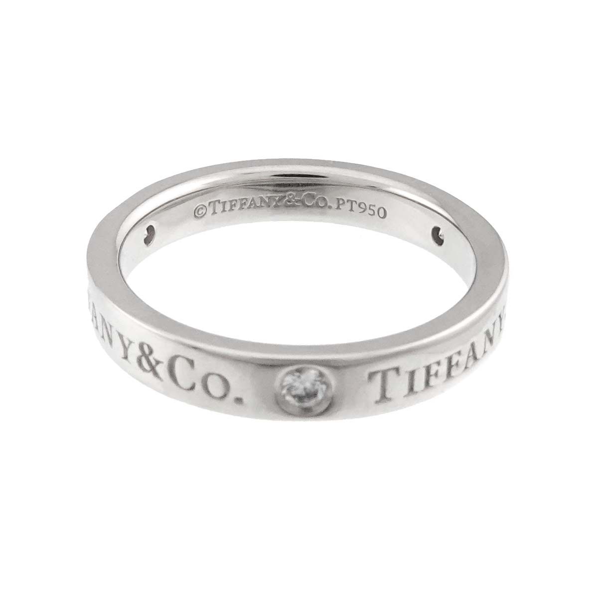 希少 15号 プラチナ バンド リング ロゴ ティファニー 大きい リング 指輪 TIFFANY&Co. ティファニー ワイド カーブド バンド 15号 リング Pt