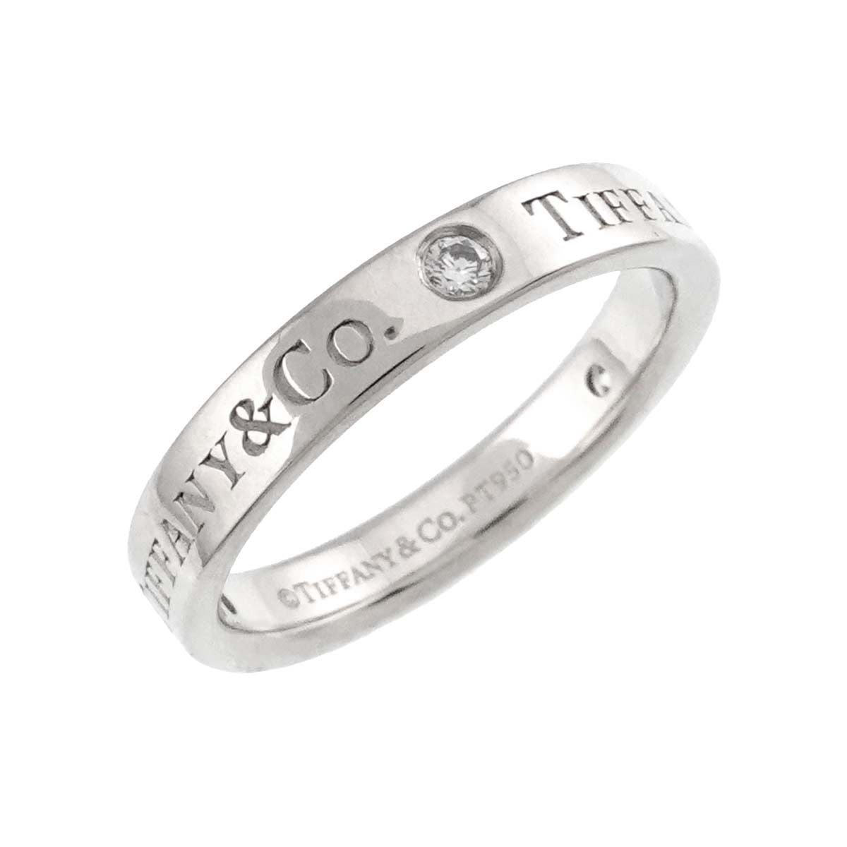 ティファニー TIFFANY&Co. ロゴ バンド 8号 リング ダイヤ 3P Pt