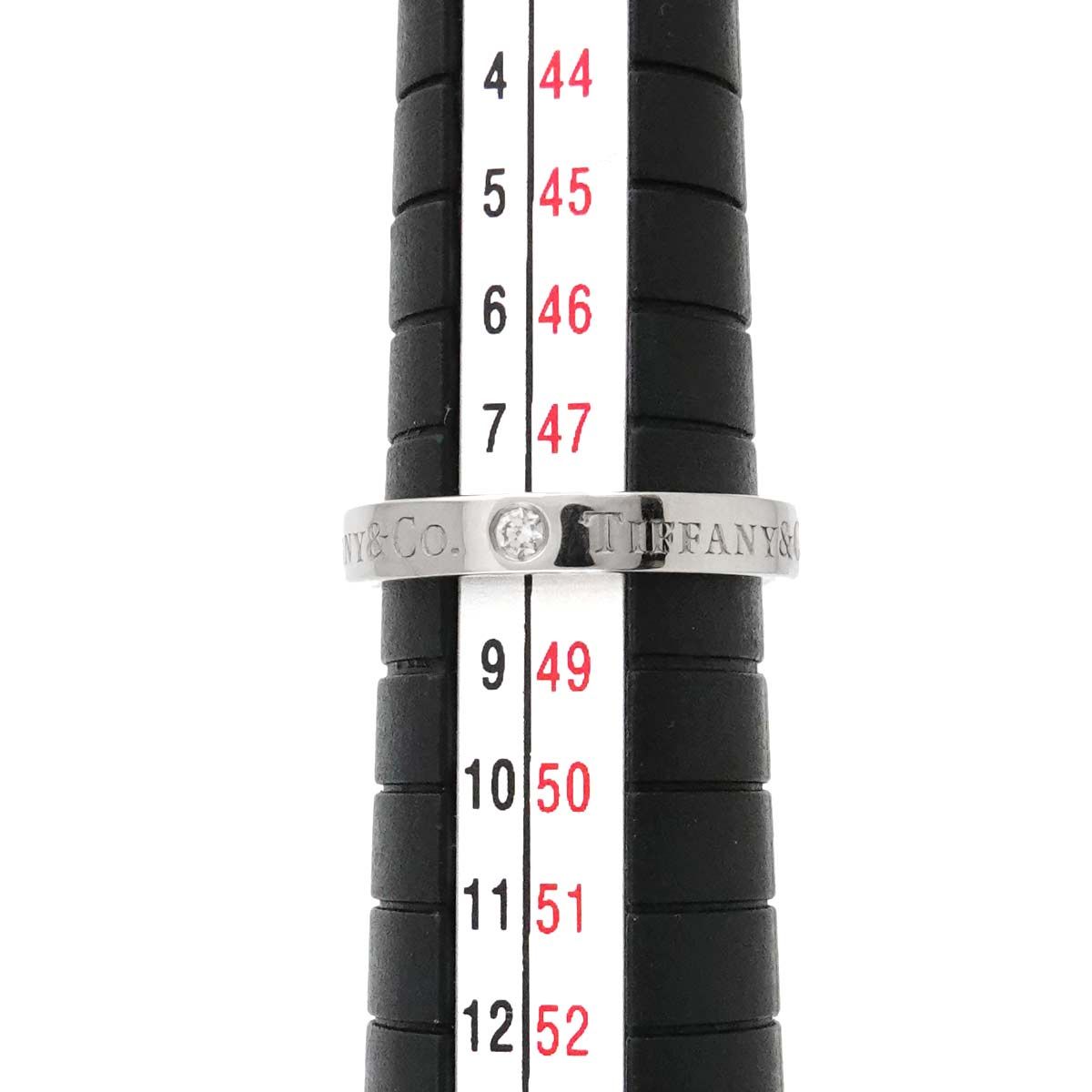 ティファニー TIFFANY&Co. ロゴ バンド 8号 リング ダイヤ 3P Pt