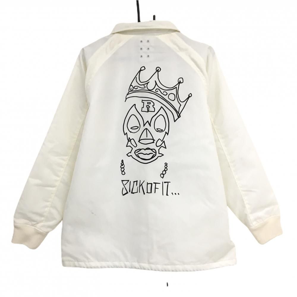 美品 ラッセルノ Vネック ブルゾン撥水 RUSSELUNO 蓄熱 ゴルフウェア 美品】ラッセルノ ジャケット 白×黒 ルチャマスク 裏地微起毛 ナイロン