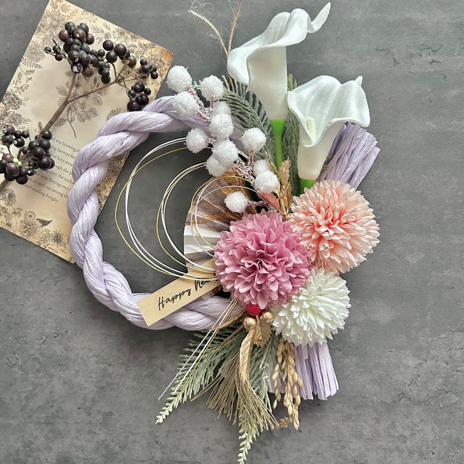 No.162 しめ縄リースお正月飾り 玄関リース しめ飾り お正月