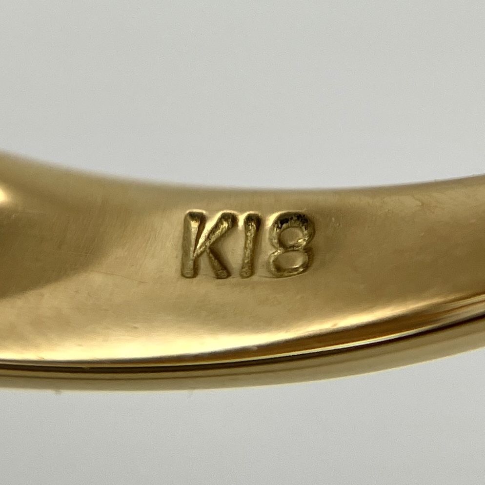天然ブルーサファイア】 K18 18金 デザインリング 9号 3.4g 研磨済み