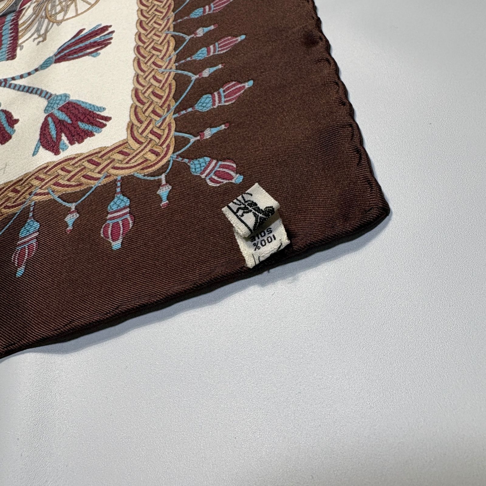 HERMES エルメス カレ90 ロシア旅行 シルクスカーフ ブラウン系 洗練