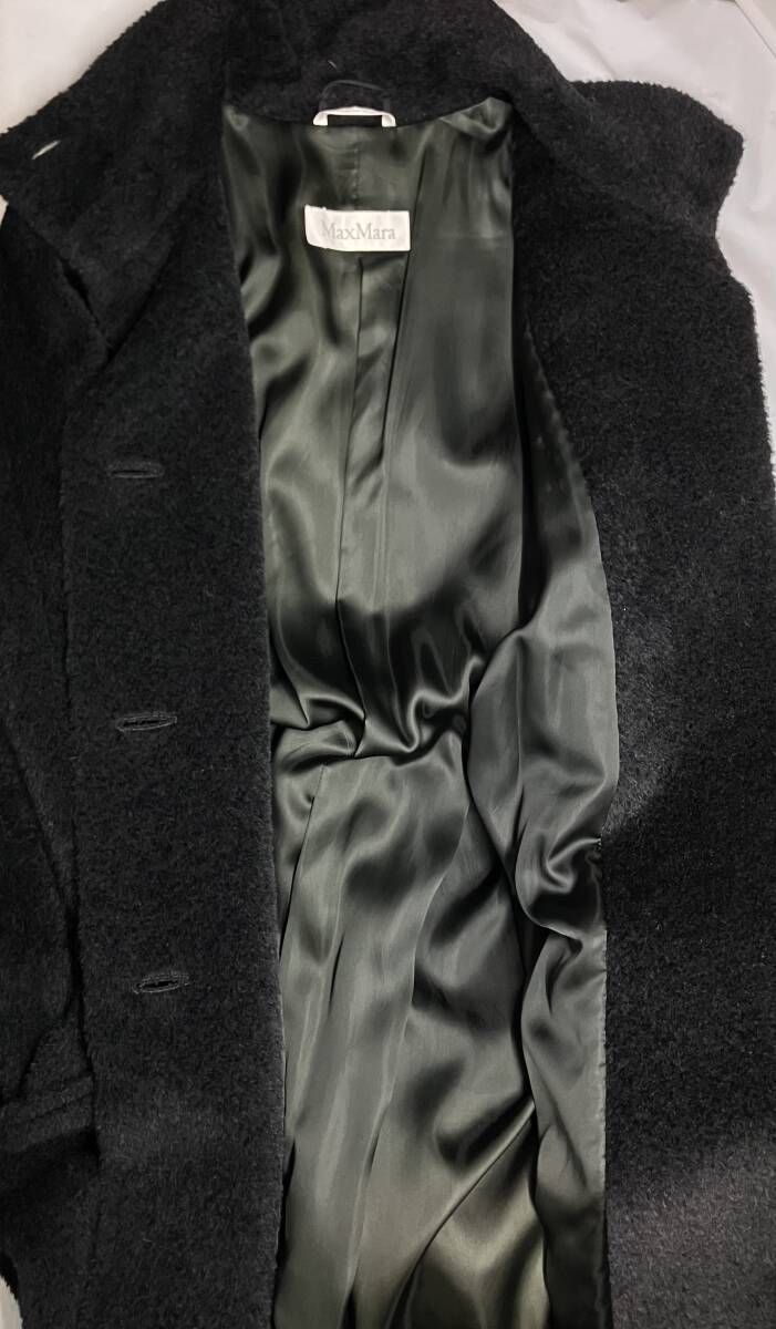 極美品　Max Mara 白タグ　アルパカ　シャギーコート　ブラック　L マックスマーラ 白タグ アルパカ シャギーコート ボア ロングコート