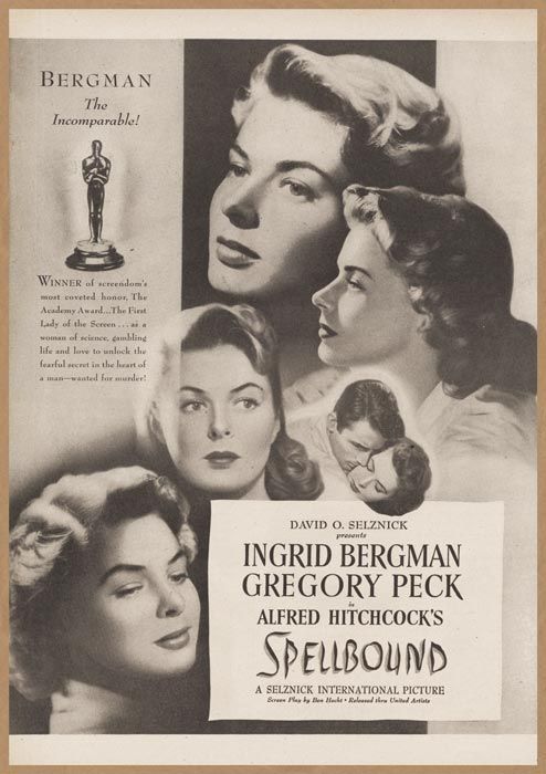 B4サイズ イングリッド・バーグマン 出演映画 白い恐怖 レトロ