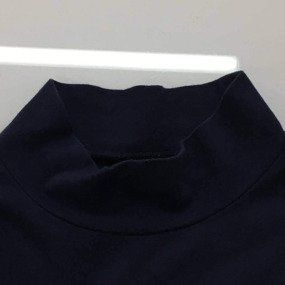 パーリーゲイツ長袖シャツ パーリーゲイツ 長袖ハイネックシャツ ネイビー×白 ロゴプリント