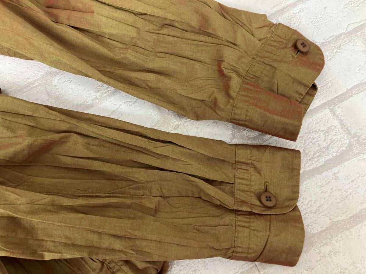  ISSEY MIYAKE IM 71-FJ 930 イッセイミヤケ 長袖シャツ イエロー×オレンジ系 レディース Mサイズ 長袖 シャツ ブラウス