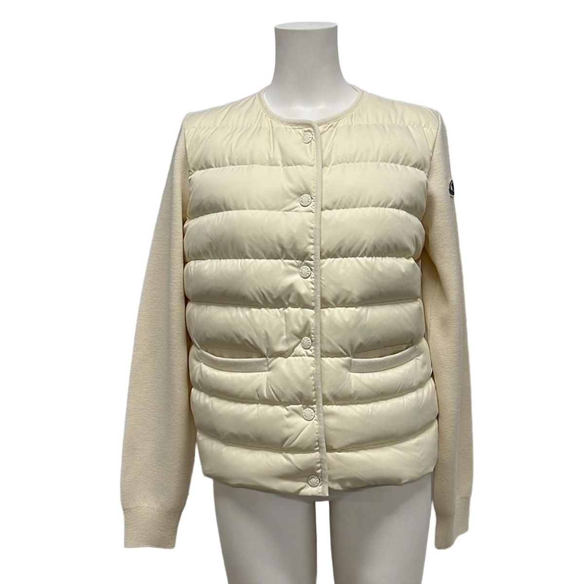 美品モンクレール/ロングジャケット/サイズ0(S)/アイボリー MONCLER (モンクレール) ロゴコード フルジップ SELENGA ダウンコート