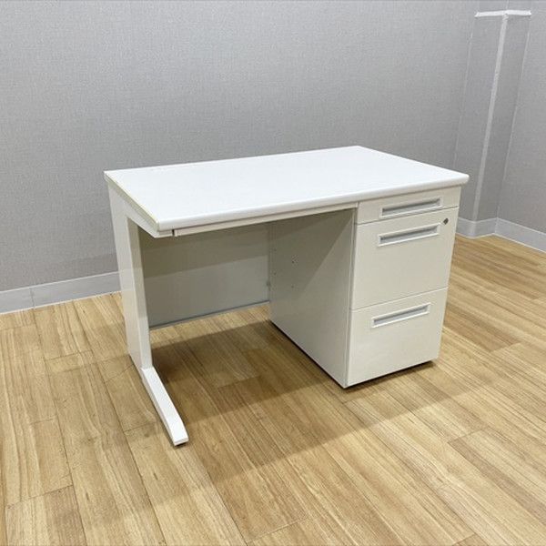 片袖デスク 引出し3段 オフィスデスク TOYOSTEEL トヨセット ホワイト
