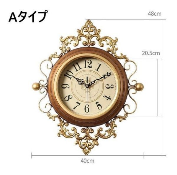 ブラウン】壁掛け時計 アンティーク調 シンプル 静音 アナログ