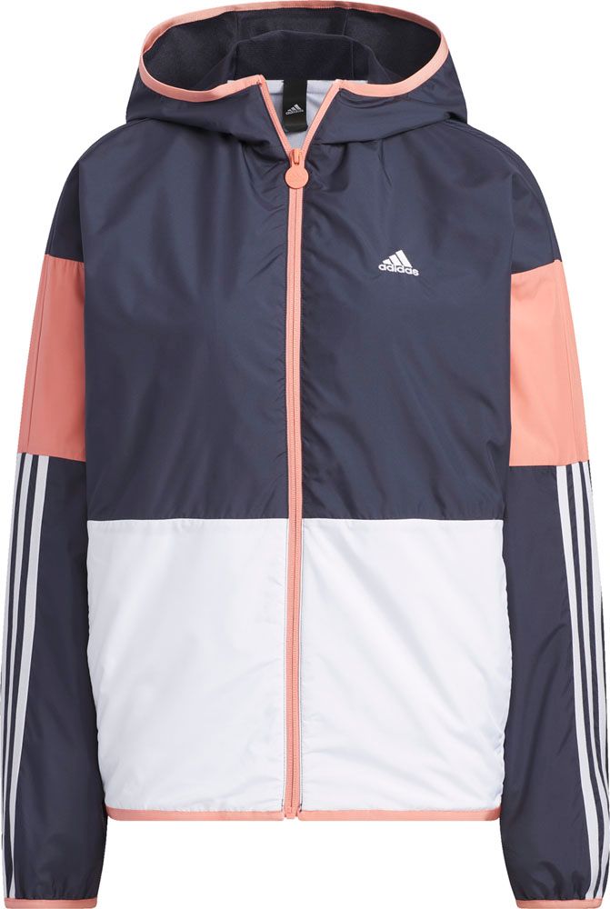 アディダス adidas チーム ルーズフィット ウインドブレーカージャケット レディース アウター スポーツウェア 防風性 撥水性 フルジップ ランニング ウォーキング トレーニング  IEH73 IK9869 WHT