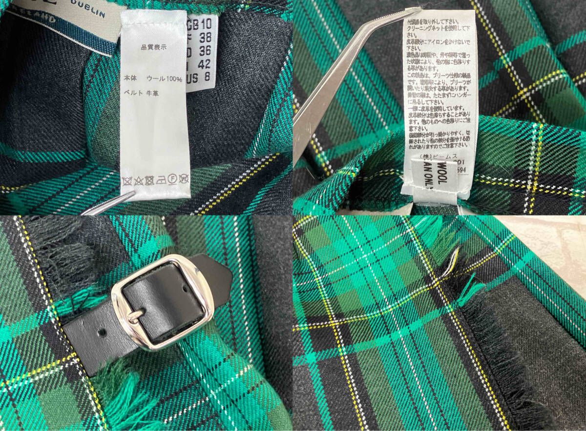 O'NEIL OF DUBLIN チェック柄プリーツスカート 36 グリーン系 O'Neill