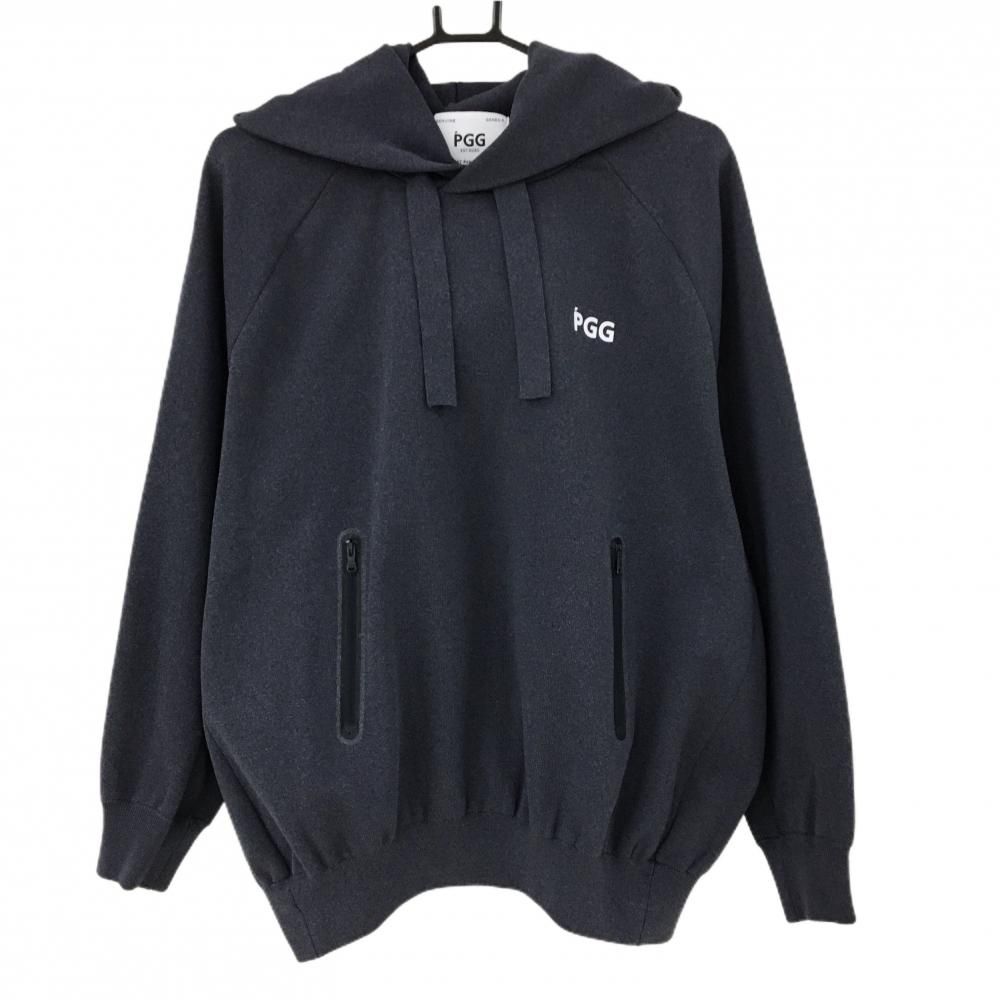 超美品】PGGパーリーゲイツ ニットパーカー グレー ロゴプリント
