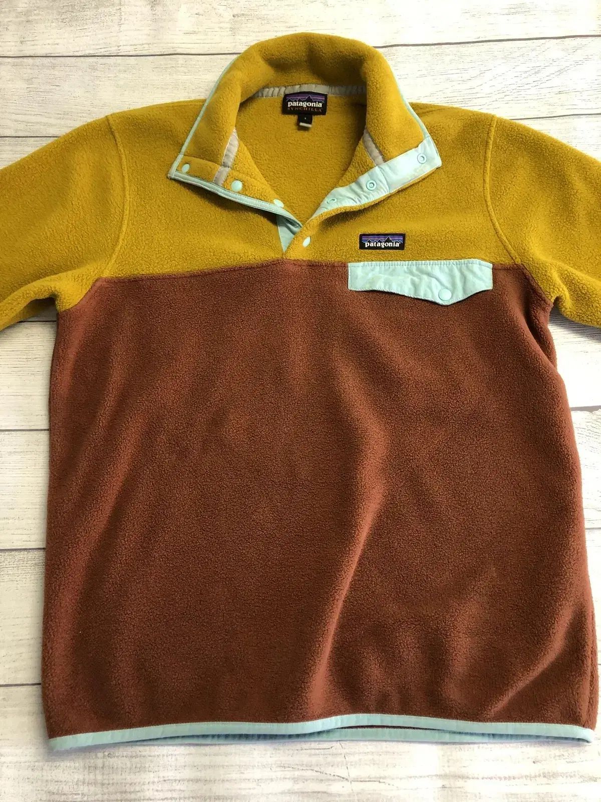 10 s patagonia パタゴニア Synchilla シンチラ スナップ-T イェロー ブラウン