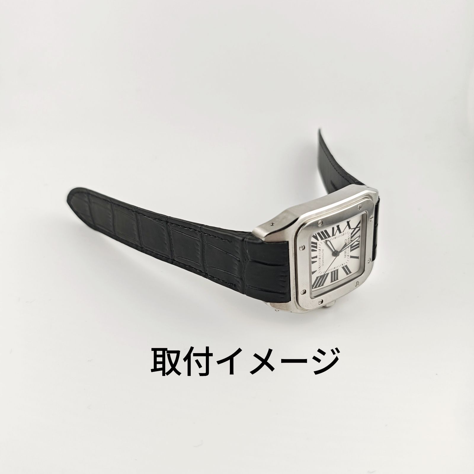 Cartier 黒 レザー 腕時計 Cartier Santos De Cartier Watch Large Model, Automatic Movement