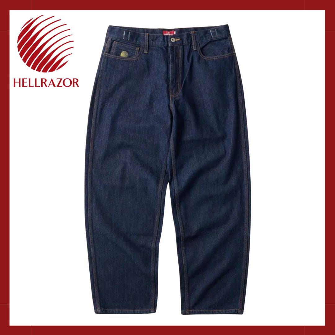 パンツ HELLRAZOR BAGGIE DENIM ONE WASH INDIGO HELLRAZOR BAGGIE DENIM PANTS - ONE WASH INDIGO