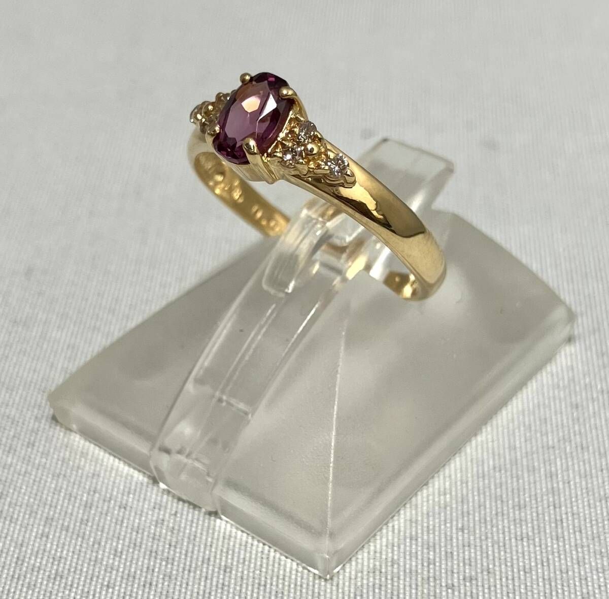 ダイヤ付きK18 指輪　✳️ 鑑別書付き ダイヤモンド リング 16号 K18 鑑別書 0.72ct YG 指輪 逸品質屋 丸高