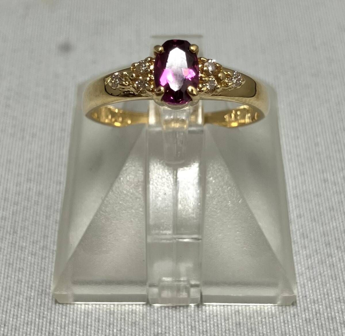 ダイヤ付きK18 指輪　✳️ 鑑別書付き 指輪 レディース k18 リング 鑑別書 女性 ゴールド スイートテン