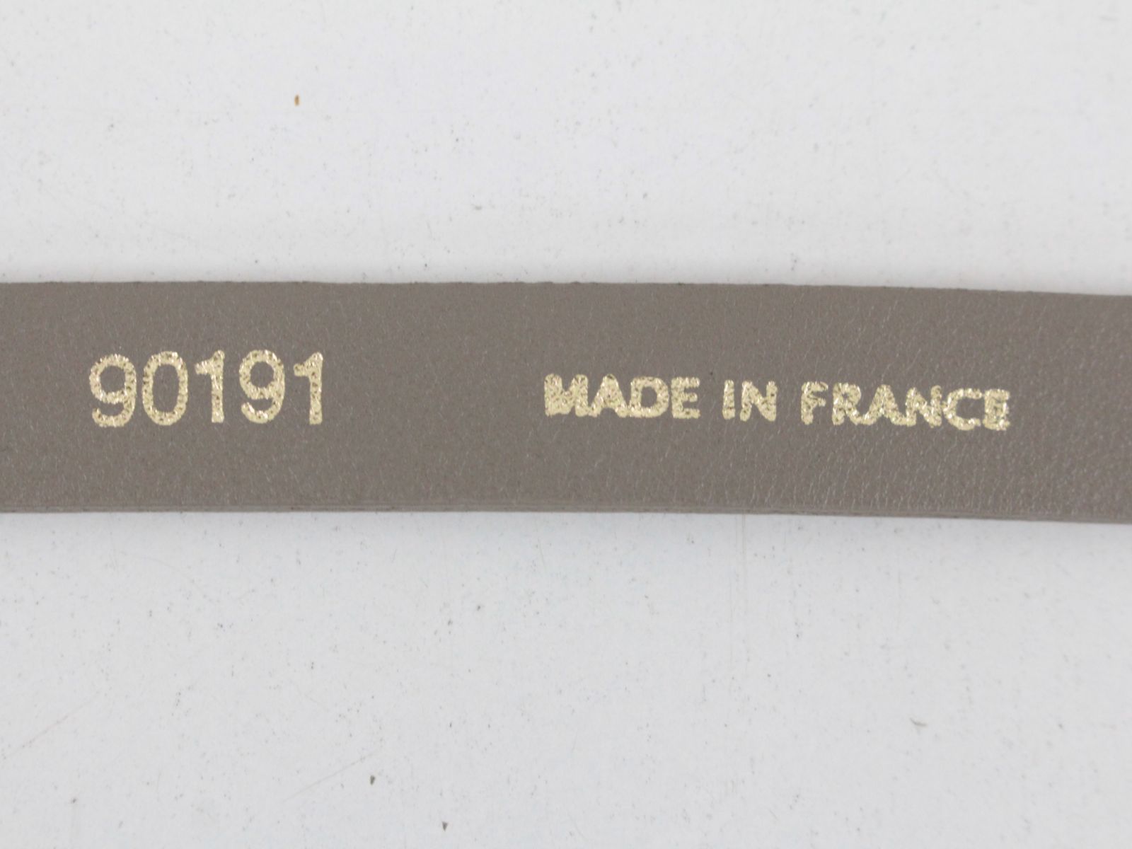 【行董】美品 MAISON BOINET/メゾンボワネ レザーベルト グレージュxゴールド金具 レディースベルト 細目AS0U11