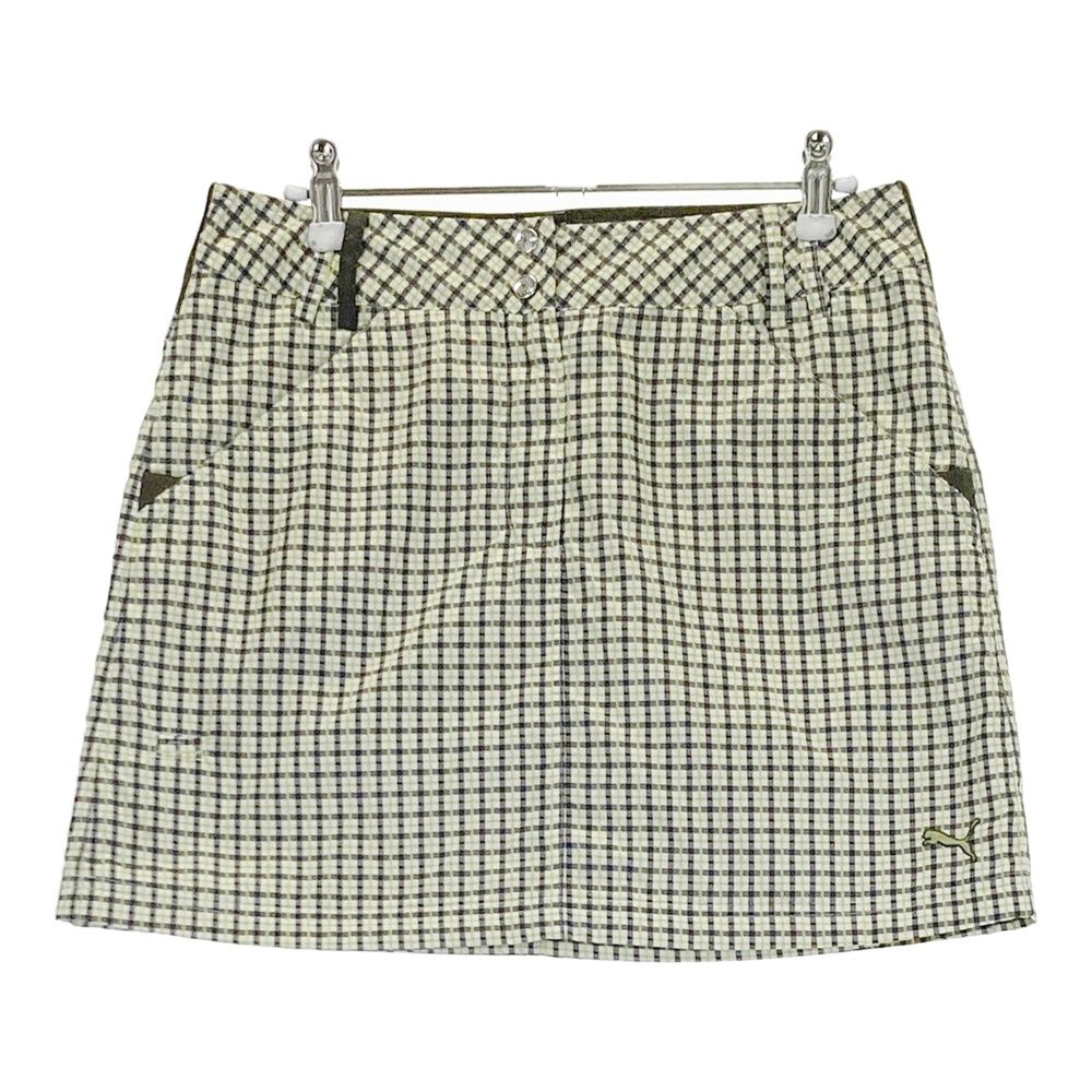 モダンかわいい7 サイズ：L PUMA GOLF プーマゴルフ 中綿スカート チェック イエロー系